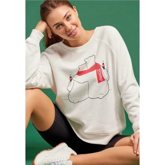 NWT Wildfox x Coca-Cola Polar Bear Friends Vanilla Sweatshirt XL Pullover Lounge - Picture 1 of 10